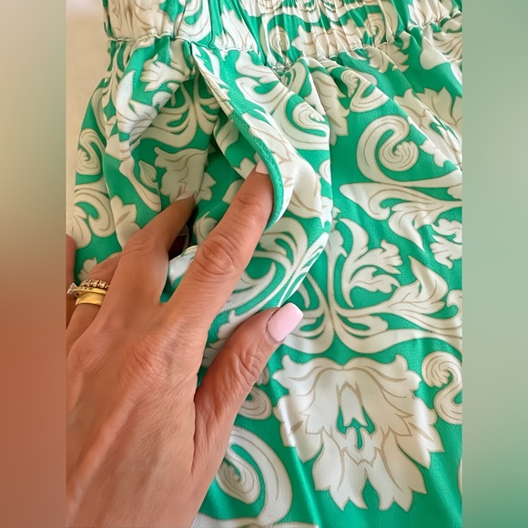 JM Collection 2-Piece Lounge Set Women’s S Green White Baroque Print Top & Pants - Picture 12 of 13